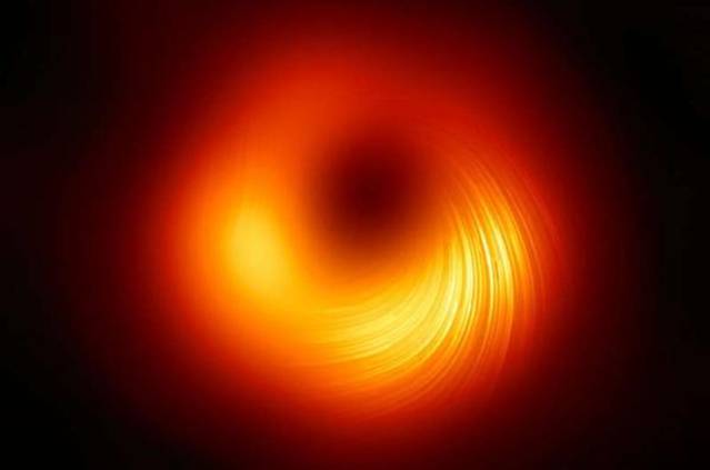 Los astr�nomos captan im�genes de campos magn�ticos en el borde del agujero negro de M87